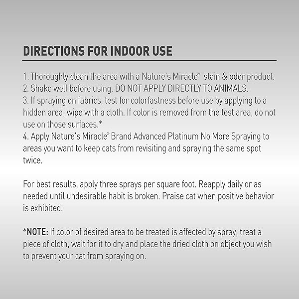NATURE’S MIRACLE ADVANCED PLATINUM NO MORE SPRAYING, 24 OUNCES, HELPS DISCOURAGE REPETITIVE CAT SPRAYING