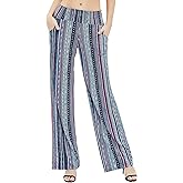 Urban CoCo Women's Boho Palazzo Pants Wide Leg Beach Pants High Waisted Lounge Pants with Pockets