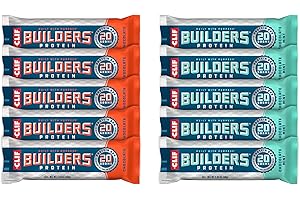 CLIF BUILDER'S CLIF Builders - Chocolate Mint and Chocolate Flavor - Variety Pack - Plant Based Protein Bars - Gluten Free - Non-GMO - Low Glycemic - 20g Protein - 2.4 oz. (10 Count)