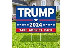 Probsin Trump 2024 Yard Sign with Metal H Stakes Double Sided 16" x 24" Trump Take America Back Blue Signs Voted for Trump Outdoor Decorations for Indoor Outdoor Lawn, Garden, Window, Party Supplies
