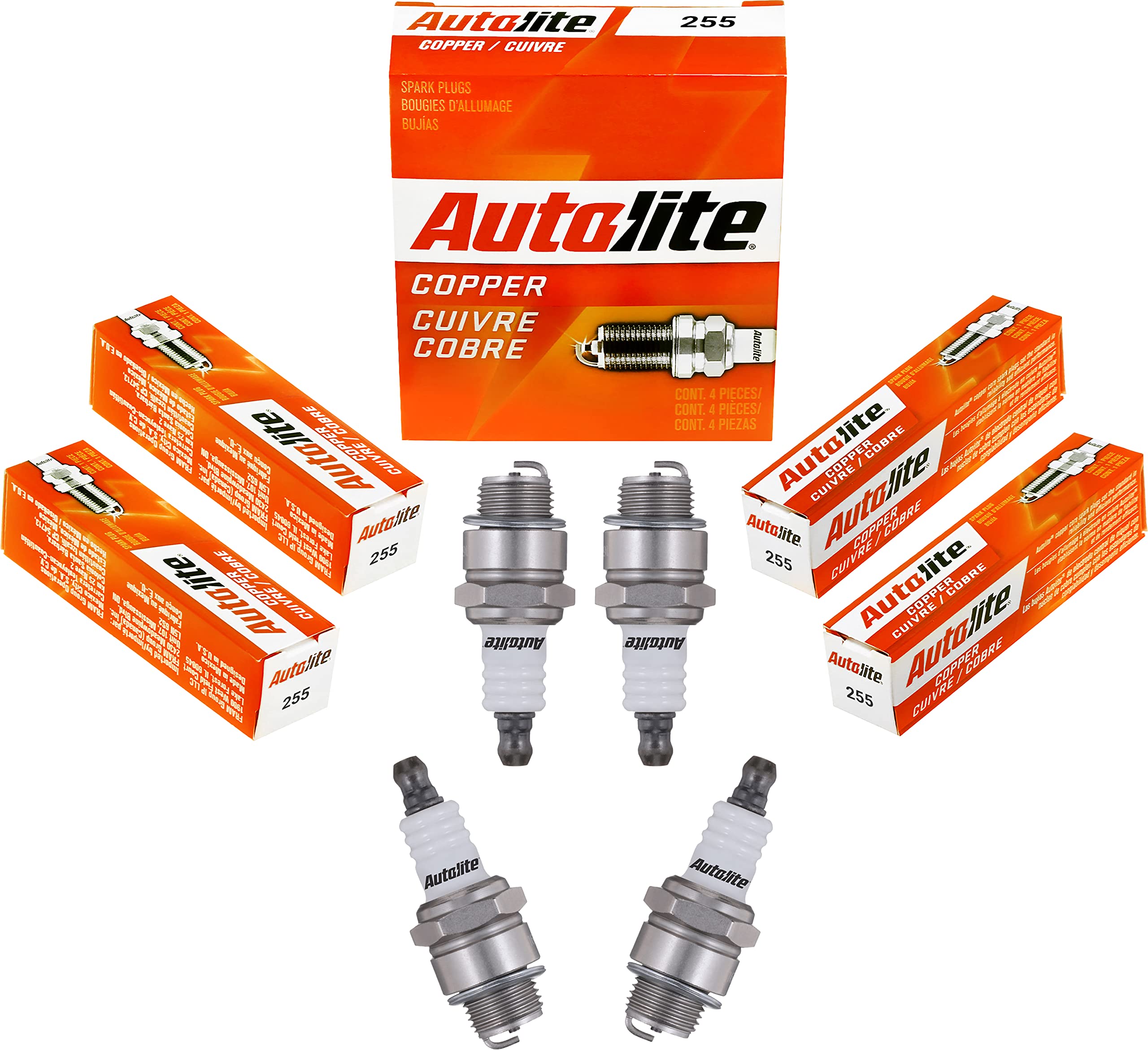 Photo 1 of Autolite 255 Copper Non-Resistor Automotive Replacement Spark Plugs (4 Pack)