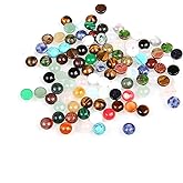 cabochon Beads Natural Stone Round Assorted Colors Loose Beads No Hole Handmade DIY for Jewelry Making 4mm Random 20 Pcs