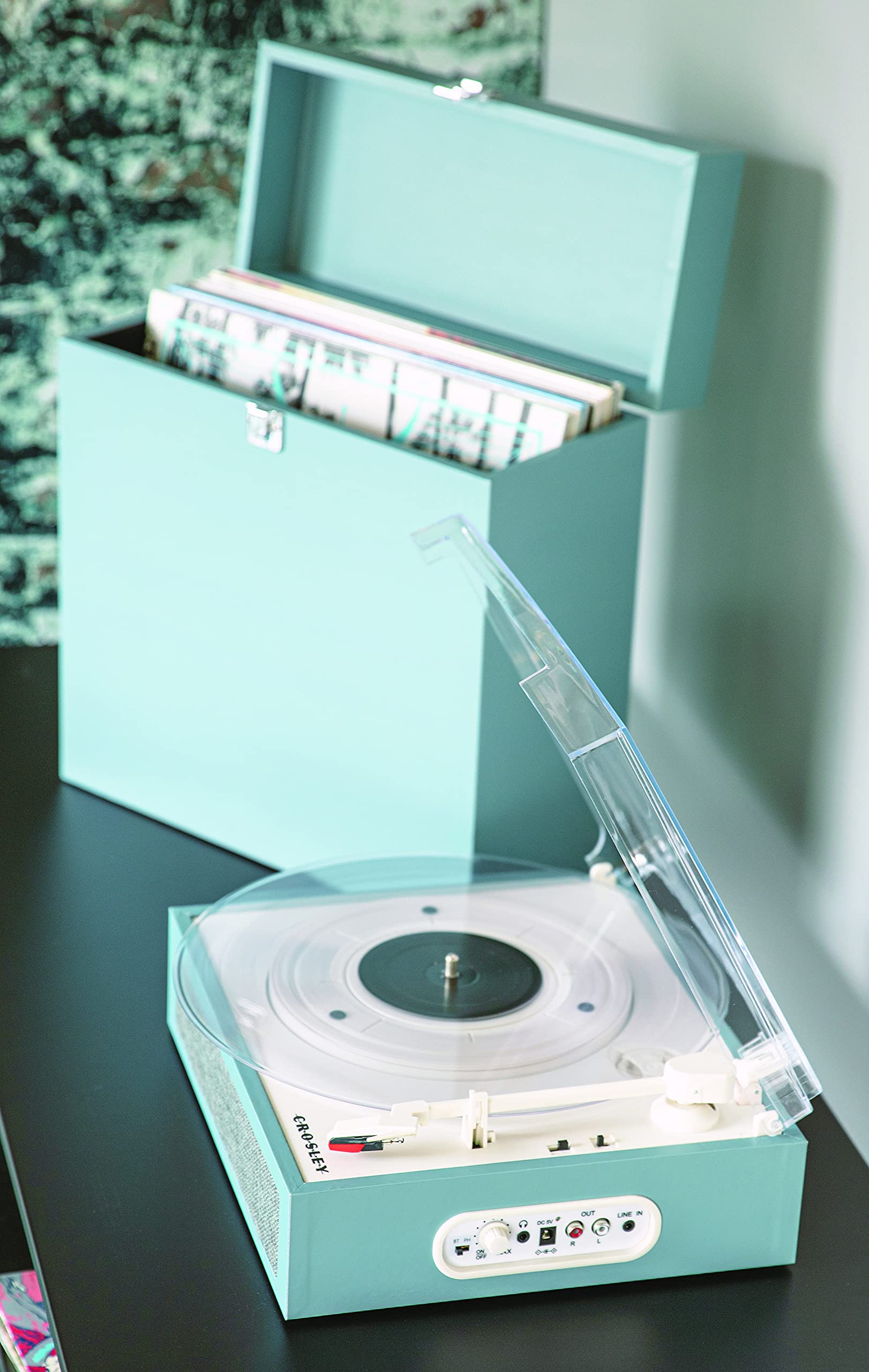 Crosley CR6041A-TN フュージョン 3速 Bluetooth ターンテーブルとレコードキャリーケースコンボ トルマリン