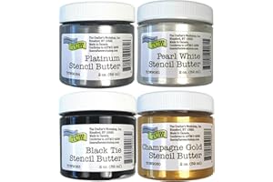 The Crafter's Workshop Stencil Butter - Celebration Acrylic Paint Set - Boutique Metallic Texture Paste for Art, Canvas, Journals, & Cards - 4 x 2oz Jars