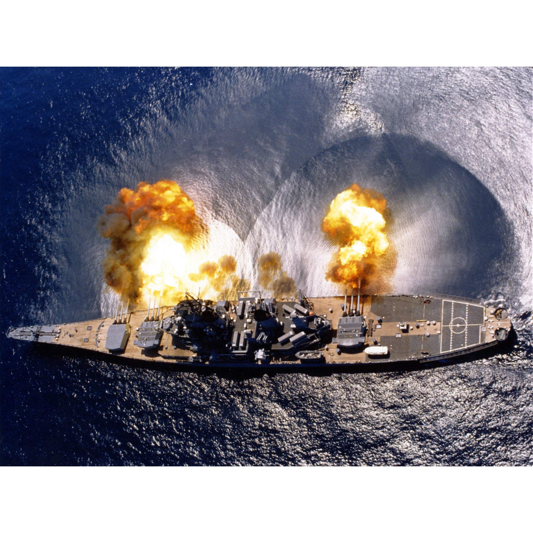 Elliot Military USA Navy USS Iowa Fires Broadside Photo Large Wall Art Poster Print Thick Paper 18X24 Inch