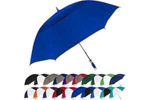 STROMBERGBRAND UMBRELLAS The Typhoon Tamer 62 Inch Vented Windproof Double Canopy Large Golf Umbrella for Rain & Wind, Strong Fiberglass Oversized Lightweight Professional Quality Golfers Umbrella for Men & Women, Royal Blue