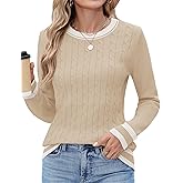 Rapbin Sweaters for Women Long Sleeve Crew Neck Ribbed Knit Pullover Tops Loose Casual Basic Winter Outfits