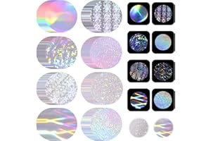 PENITUE 200pcs 2.76in/70mm Badge Film, Glitter Holographic Plastic Badge Protective Film for 2.25in/58mm Round Button Pin Maker Machine Supplies for DIY Handicraft Enthusiasts (8 Styles)