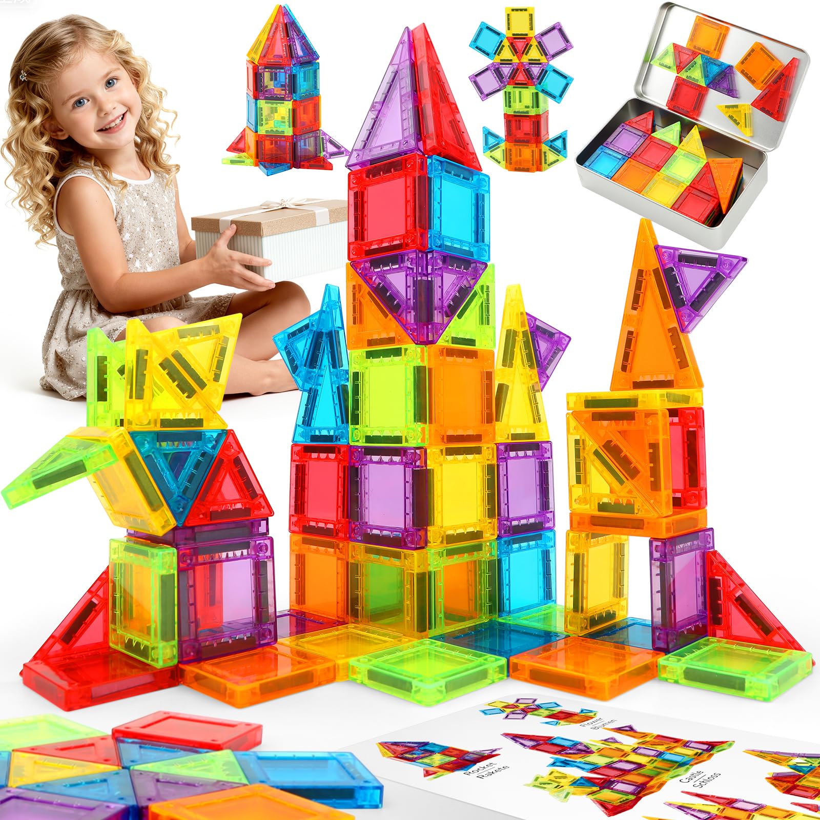 Topchild Magnetic Buildiing Set Kids DIY STEM Construction Indoor Learning Toy That Promotes Focus and Problem Solving 60 PCS Magnets Toy for Boys Girls