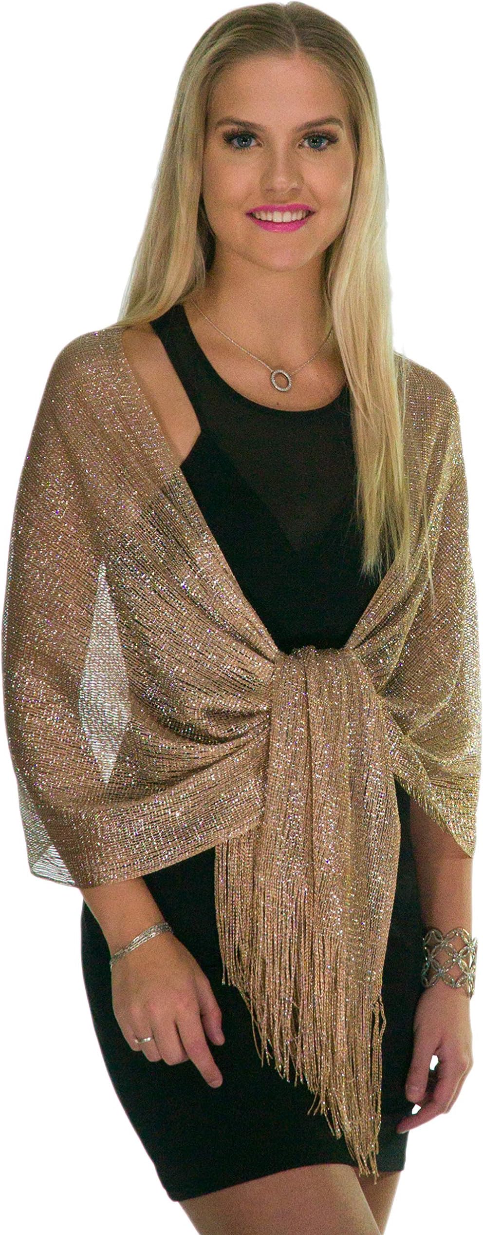 ShineGlitzShawls and Wraps for Evening Dresses, Metallic Glitter Shawls for Women, Sparkling Wedding Metallic Silver Shawl Gift