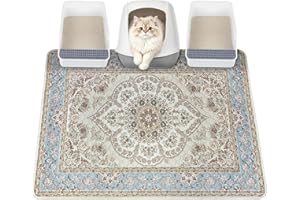 YOSEPATI Cat Litter Box Mat, Washable Kitty Litter Trapping Mat 2 PCs, 60x45 cm Reusable Litter Mats for Cats, Waterproof & N