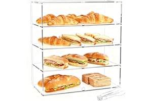 Cityjoy 4-Tier Commercial Bakery Display Case, 19.68"x 19.29"x 10.23" Pastry Display Case Countertop Display Cabinet Box for Bread Dessert Food Cookie Baking