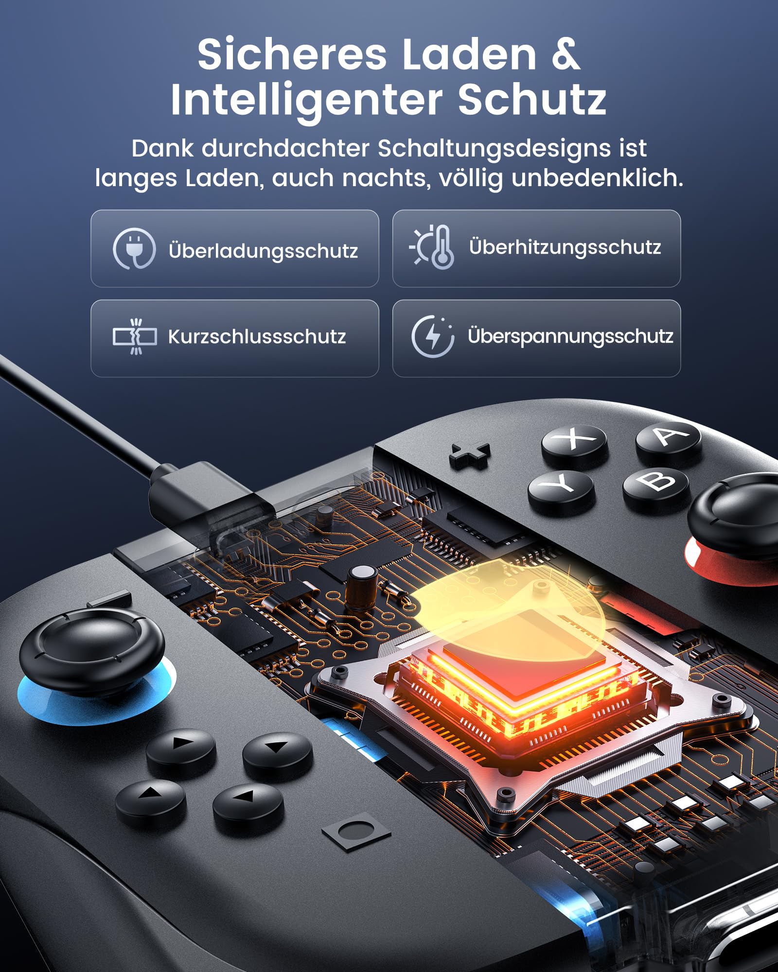 TRANSNOVO Joy Con 2 Aufladehalterung Kompatibel mit Nintendo Switch 2 Controller (2025), Magnetischer Ladegriff mit Kabel, LED-Anzeige, Rutschfestem Ergonomie-Grip & Verstärkter Rückseite – Schwarz 6