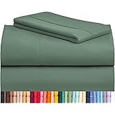 LuxClub Twin XL Sheets - Twin Bed Sheets for Boys and Girls, 3 PC Deep Pockets 18" Eco Friendly Wrinkle Free Kids Fitted Sheets Machine Washable Hotel Bedding Silky Soft - Tree Moss Green Twin XL