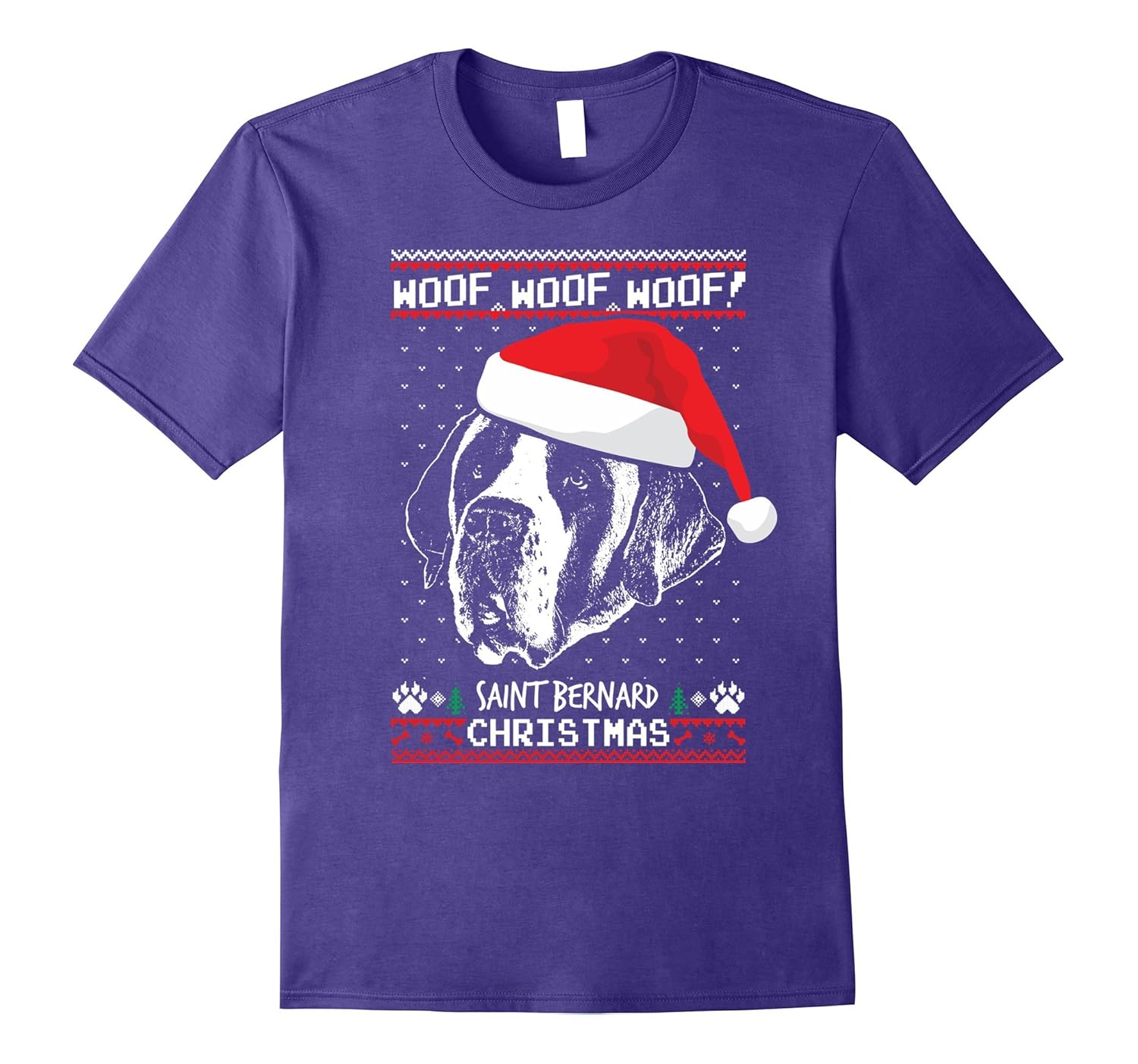 Woof Saint Bernard Christmas Shirt Funny Xmas Gift-ANZ