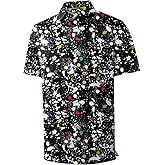 ZITY Mens Golf Shirts Short Sleeve Print Patterns Performance Moisture Wicking Polo Shirt
