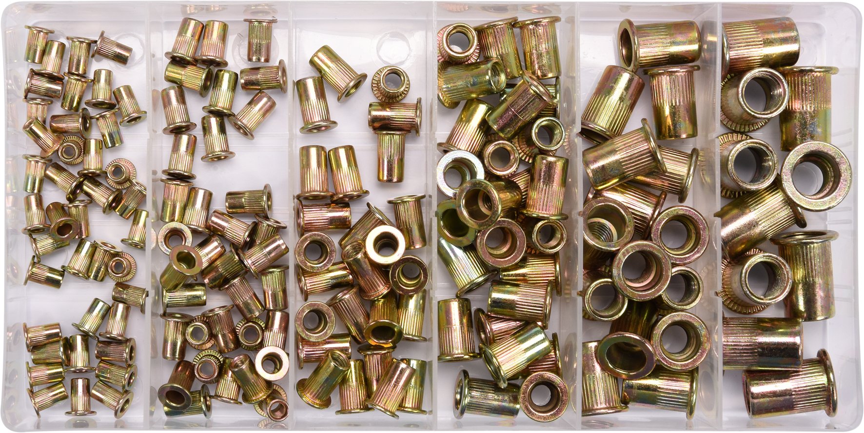 YATO Professional Steel Threaded Rivet Nuts Mix Sizes 150 Pcs, M3-M10 (YT-36481)