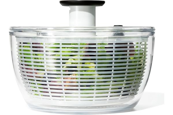OXO Good Grips Salad Spinner | Lettuce Spinner | Fruit Washer | Fruit Washing Bowl with Strainer | Vegetable Cleaner | Salad Cleaner | Lettuce Washer | 6.22 Quart Capacity