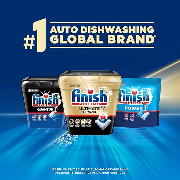 FINISH ULTIMATE QUANTUM INFINITY SHINE DISHWASHER PODS, NEW & IMPROVED FORMULA, DISHWASHER DETERGENT DISH SOAP, REMOVES BURNT-ON & DRIED-ON STAIN, DEGREASING, SCRUBBING, & SHINING POWER, 62 COUNT