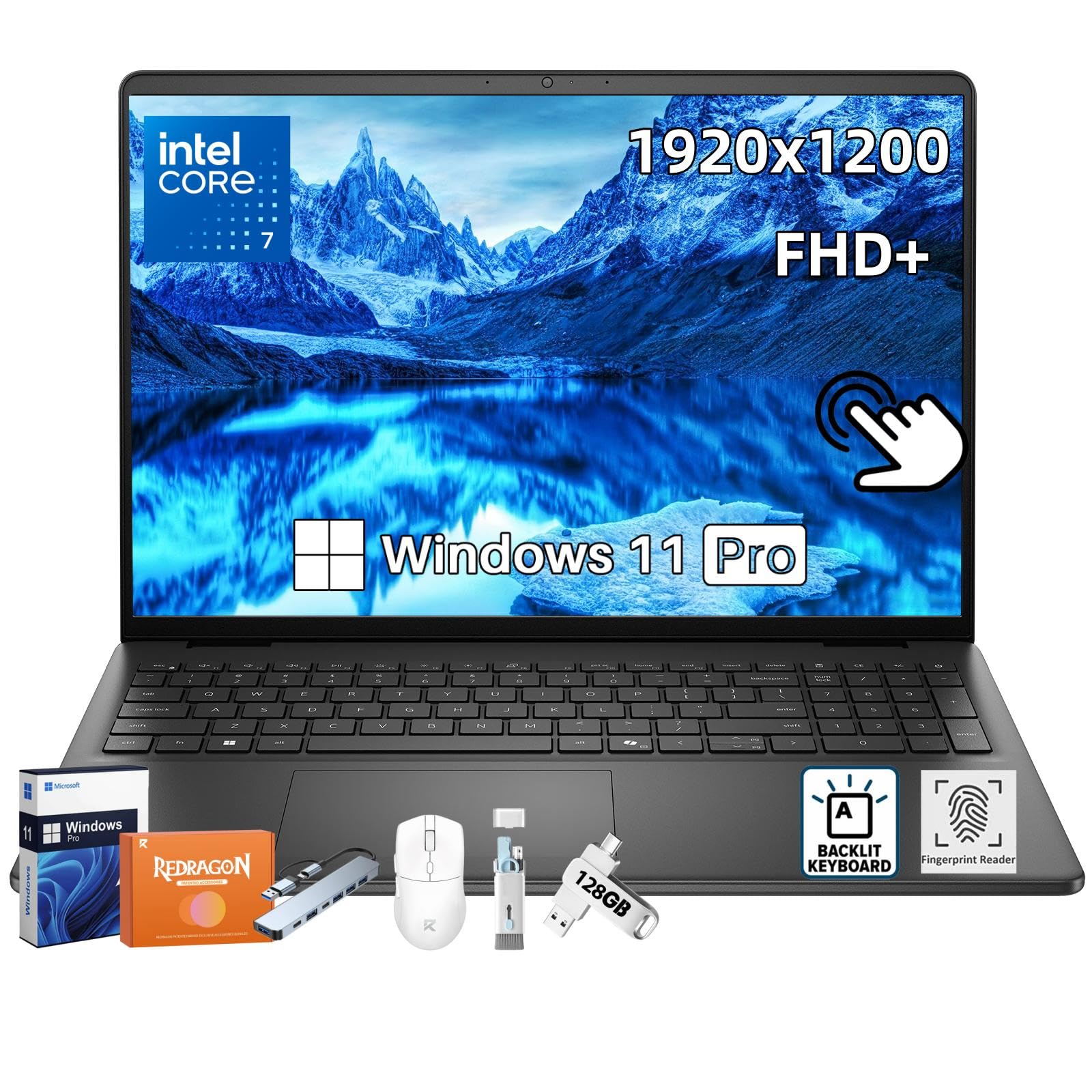 Dell 16 DC16250 Touchscreen Laptop, Intel Core 7 Processor 150U(up to 5.4 GHz), 16" FHD+ 300 Nits Display, 32 GB DDR5, 1 TB SSD, Backlit Keyboard, Fingerprint Reader, Copilot AI, Windows 11 Pro