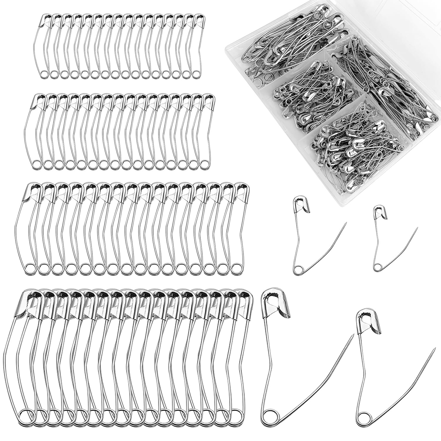 160 Pcs Safety Pins, Safety Pins for Clothes Nappy Pins Large Safety Pins Strong Clothes Pins Sewing Accessories Kit for Baby Clothing Crafts Arts