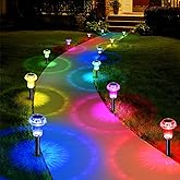 Priddop Solar Lights Outdoor Pathway Waterproof 12 Pack Color Changing LED Acrylic Mushroom Decorative Garden Lights for Yard Landscape Patio Outside Decorations