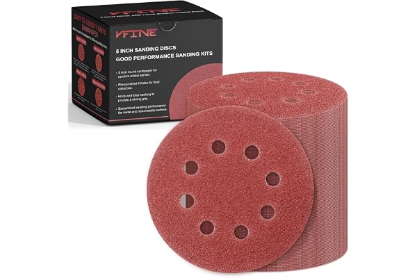VFINE 100 PCS 5 Inch Sanding Disc 40 Grit, 8 Hole Sandpaper Hook and Loop Sanding Pads Round Orbital Sandpaper for Random Orb