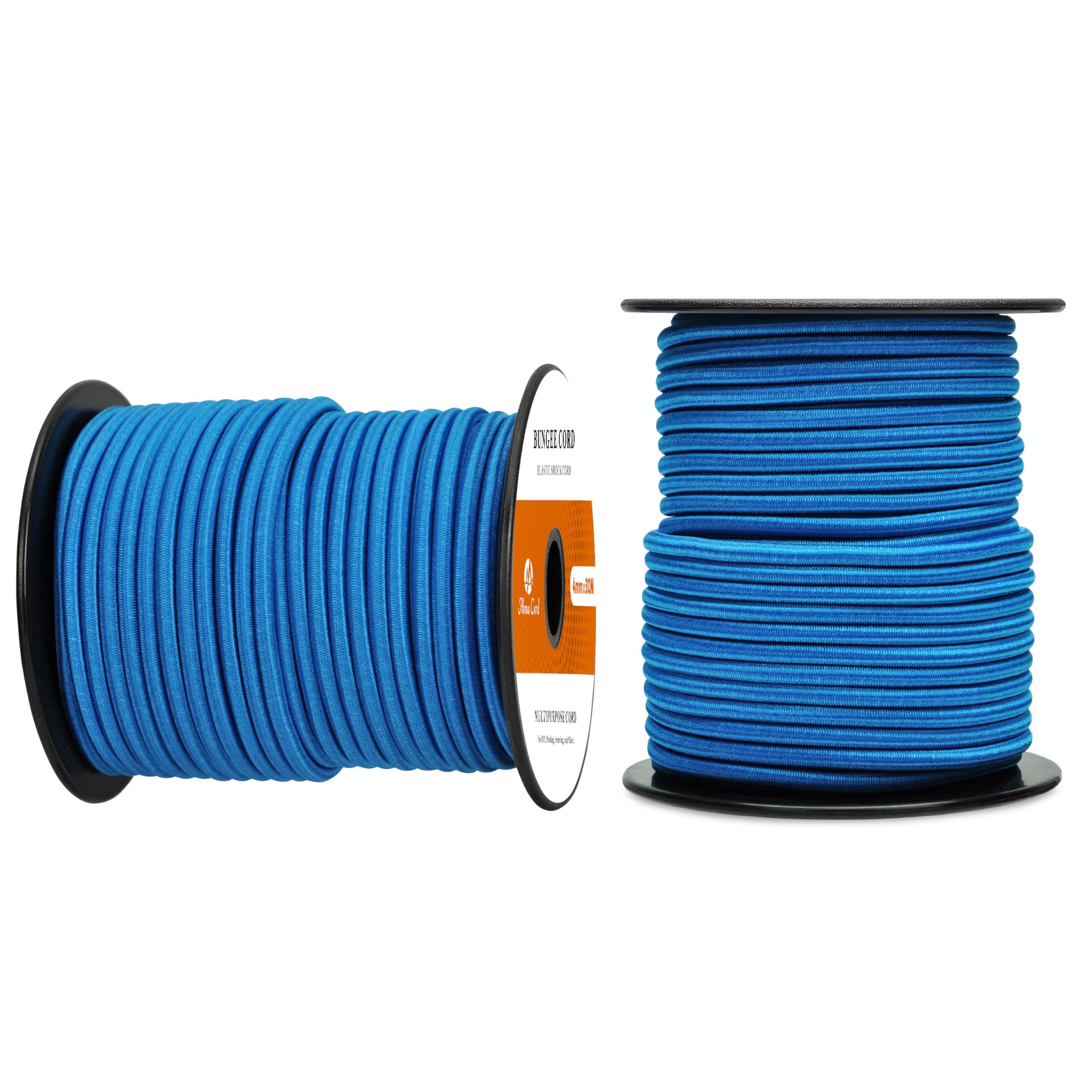 Abma Cord Bungee Cord 4mm 30M Elastic Shock Cord 100% Stretch Elastic Bungee Rope for Tarpaulin, Trailer, Backpack, Tent Pole, Kayak - Light Blue — image 1