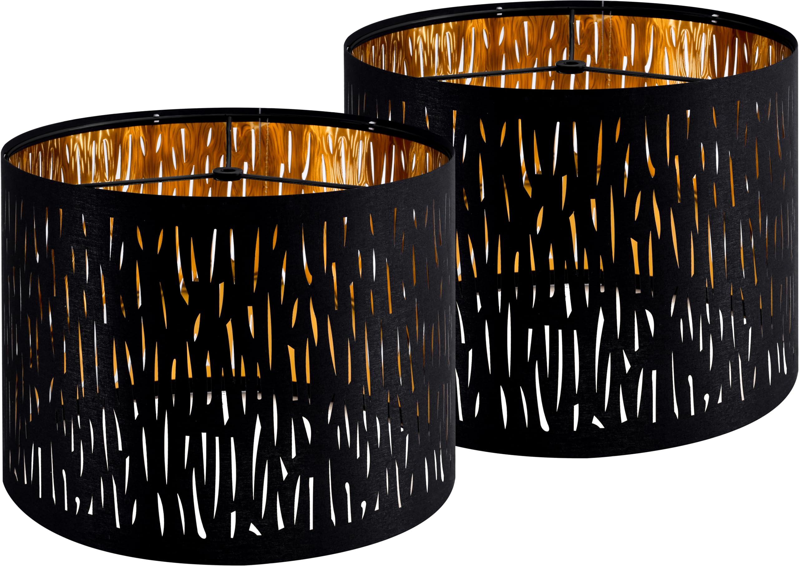 Photo 1 of GO&SO Black Lamp Shades Set of 2, Drum Lamp Shade with Etching Crystal Design,13" Top x 13" Bottom x 10" High, Lamps Shades for Table Lamps, Floor Lamp, Pendant Light, Easy Assembly Black Lampshades
