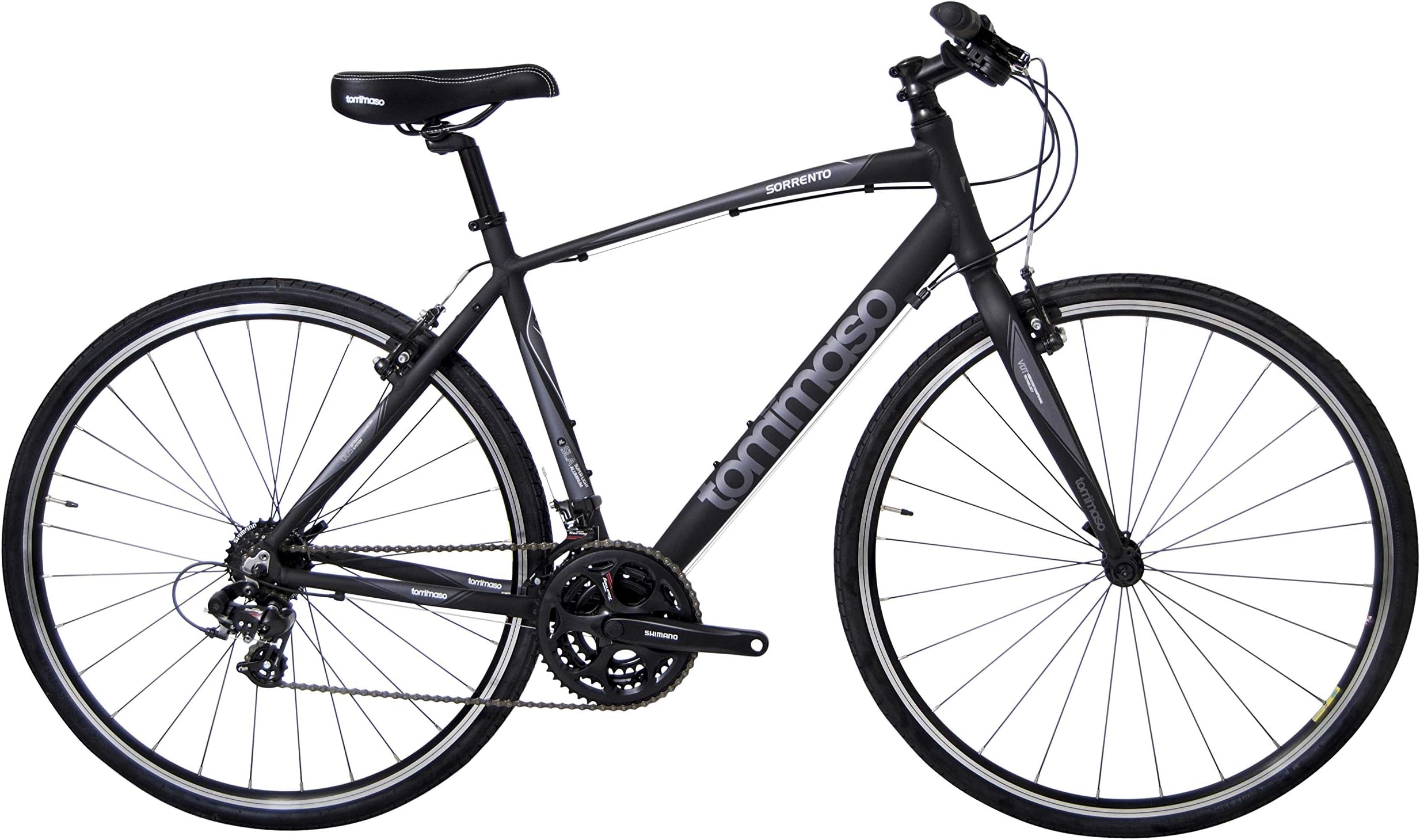 Tommaso Sorrento Shimano Tourney Hybrid Fitness Bike, Matte Black