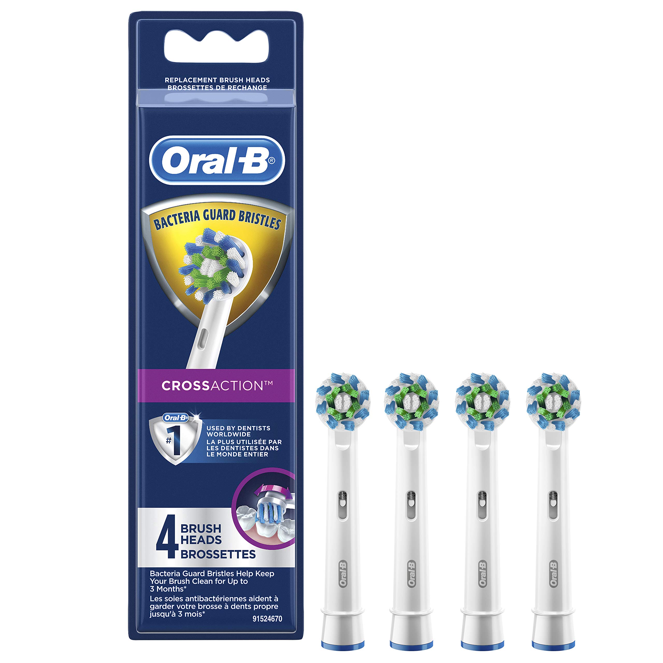 Oral-B CrossAction Electric Toothbrush Replacement Brush Heads Refill, 4ct (Packaging may vary)