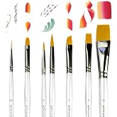 Art Paint Brushes for Acrylic Painting Watercolor Oil Gouache - Body and Face Paint Brushes for Adults. Best Artist Paint Brush Set of 7 pcs.