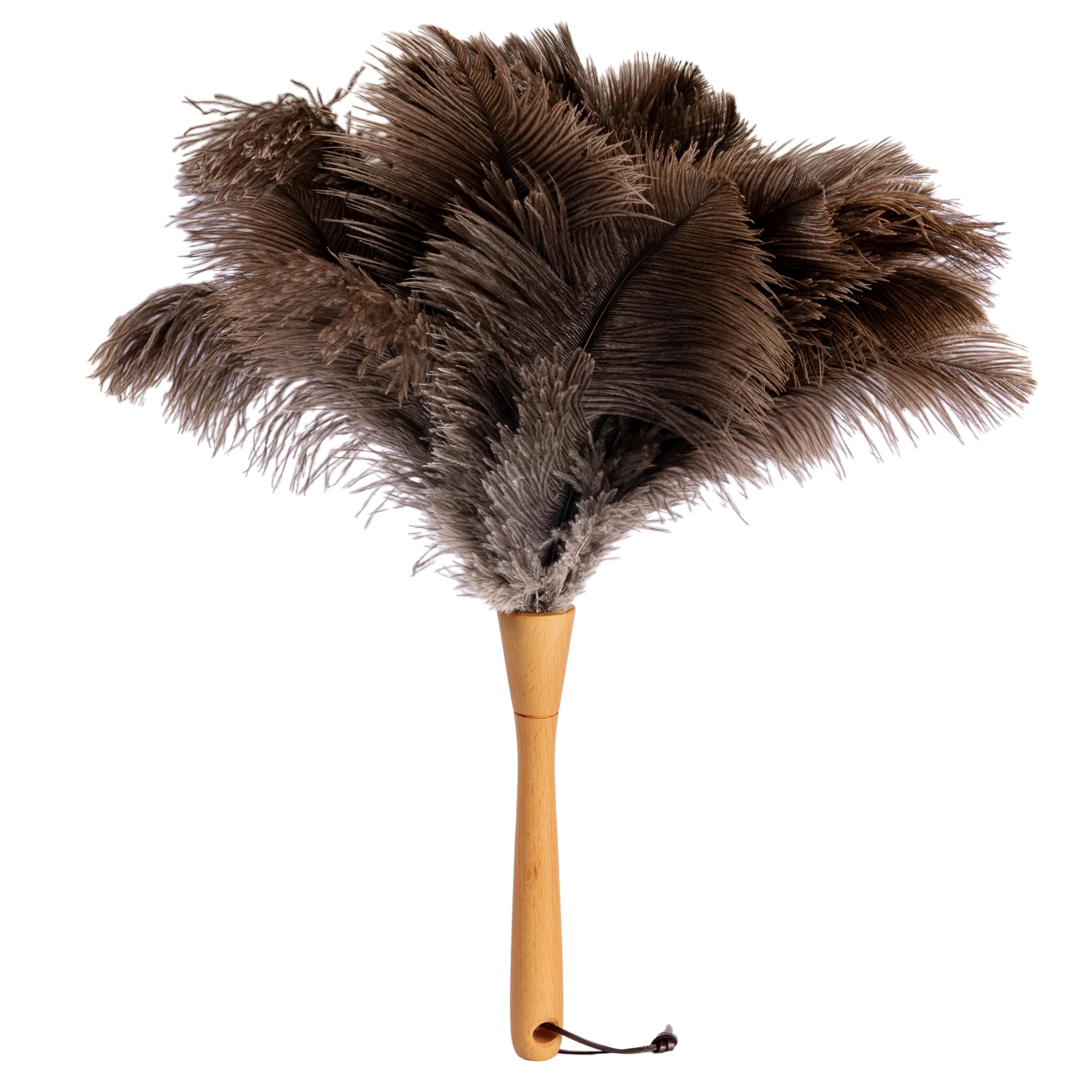 Feather Duster 13,8" / 35cm with real Ostrich Feathers - Handmade z2375 (Silverfloss)