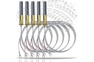 GTPARTES 5 Pack Thermopile for Gas Fireplace 36" 750mv Fit for Pitco Frialator Southbend Oven Anets Fryer Parts Water Heater Gas Stove Fireplace Stoves Pilot Burner Generator Thermocouple Replace 60125501