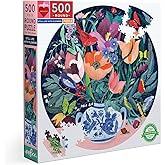 eeBoo 500 Piece Puzzle - Still Life with Flowers Jigsaw Puzzle for Adults, Circular with 23" Diameter Made with Recycled Board &amp; Vegetable-Based Ink