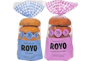 ROYO BREAD CO. 2-Pack Low Carb Artisan Bread and Bagels, 30-80 Calories (Plain & Cinnamon Raisin Bagel)