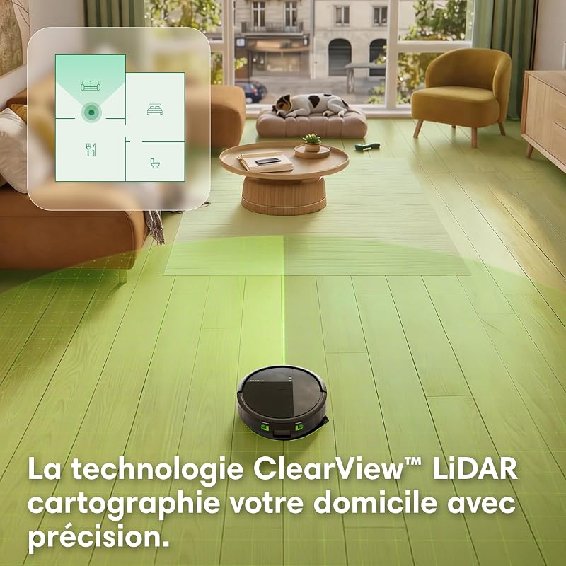 Roomba 115 Combo - Robot Aspirateur Laveur 2en1 - Puissance d'Aspiration de 15KPa - Brosse latérale étendue - Lingette de Lavage déportée - Navigation LiDAR - Noir