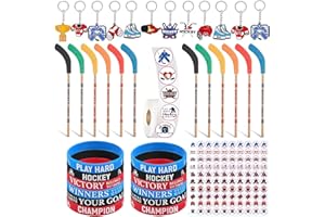 Ice Hockey Party Party Gifts Supplies with Pencils with Erasers Keychains Silicone Bracelet and Stickers for Hockey Sports Th