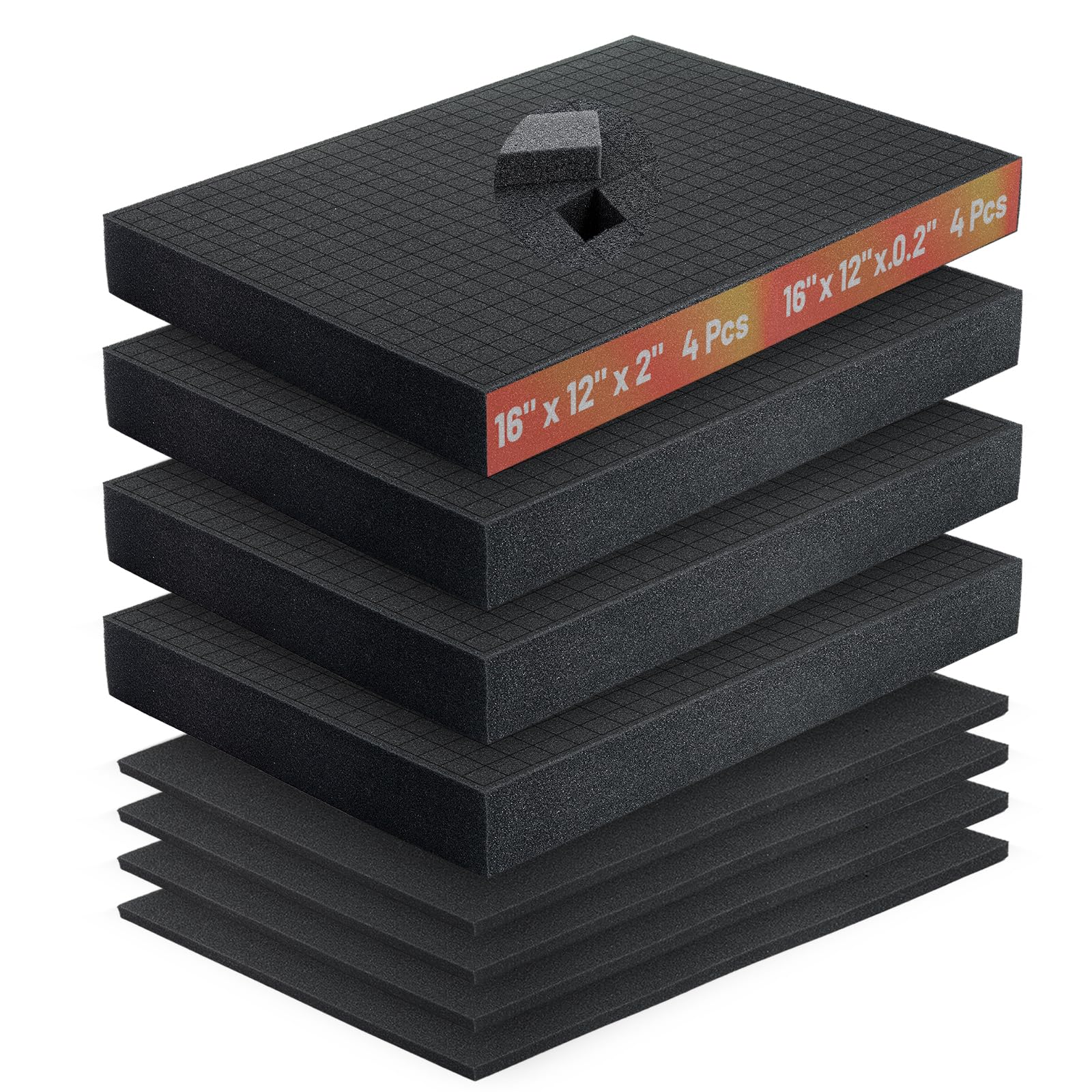 Photo 1 of 8 Pcs Pick and Pluck Foam-16 x 12 x 2 &16 x 12 x 0.4 IN Pick Apart Foam Insert sheets Padding Pre-Cube Sheets with Bottom Packing for Board Game Box Cases Storage Closed Cell Block for Gun Organizer