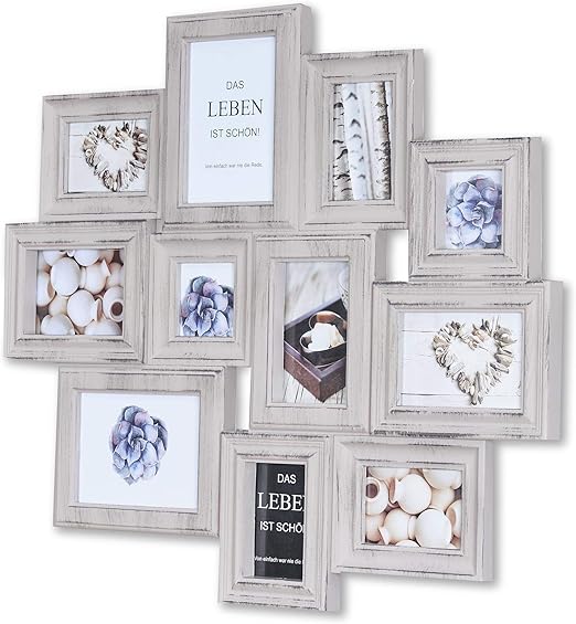 Bilderrahmen Collage 11 Fotos 68x60cm Grau Shabby Chic Vintage Fotorahmen Galerie Glas Wohndeko Einrichtung Wanddeko Amazon De Kuche Haushalt