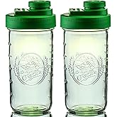 Brewing America Mason Jar Drinking Cup Pint and Half Drinking Lid and Azure 24oz Jar (2, Tractor Green)