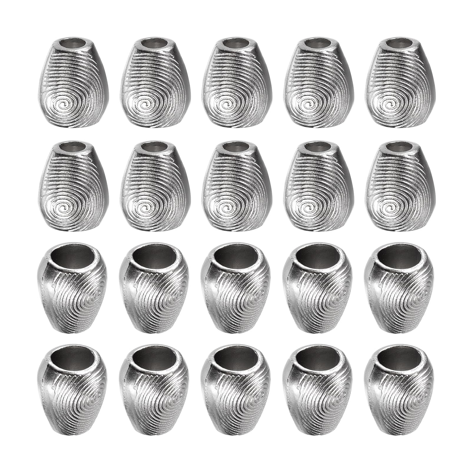 DTGN 10x12x3.5mm Bell Stopper - 20Pack - Good for DIY Drawstring Lanyard Backpacks - Alloy Conical Cord Ends Lock Cord Rope Fastener Ends Stopper - Silver