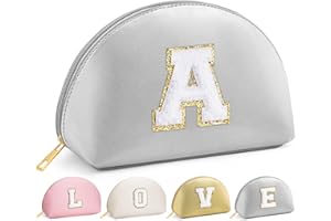 YOOLIFE Birthday Gifts for Teen Girls, Initial Makeup Bag Cosmetic Bag Letter Makeup Bag, Gifts for 12 Year Old Girl, Sweet 16 Gifts for Girls Teen Gifts Sister Birthday Gift Daughter Gifts (Silver A)