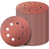 100PCS 5 Inch 8 Hole Hook and Loop Sanding Discs Sandpaper, 60 80 120 180 240 320 400 Grits Sand Paper for Random Orbital San