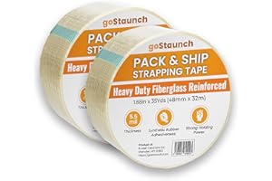 goStaunch Filament Strapping Tape (1.88" x 35 yds, Pack of 2) Transparent 5.5mil Reinforced Fiberglass Tape - Synthetic PET Adhesive Heavy Duty