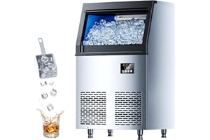 Coolski Commercial Ice Maker Machine, 100lbs/24H Ice Machine, 34lbs Storage, 45 Ice Cubes Ready in 6-15 Minutes, Freestanding Ice Maker for Bar, Home, Office, Restaurant