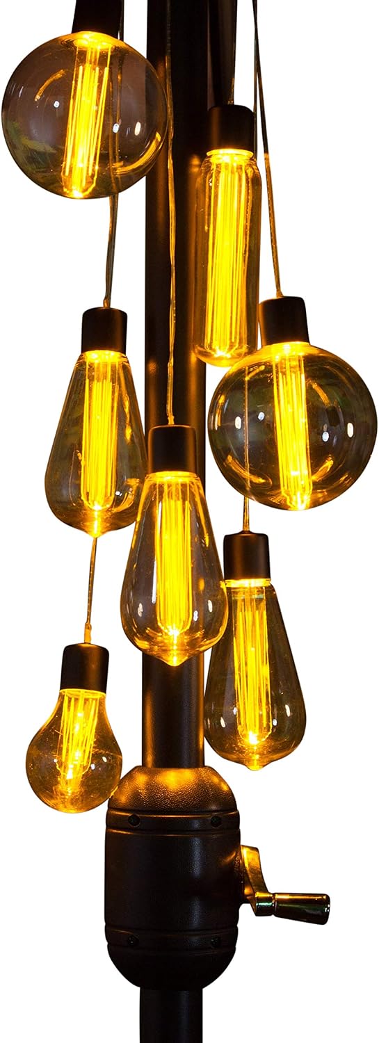 Noma 7 Parasol Cluster Lights With Warm White Led S Battery Operated Amazon Co Uk Garden Outdoors