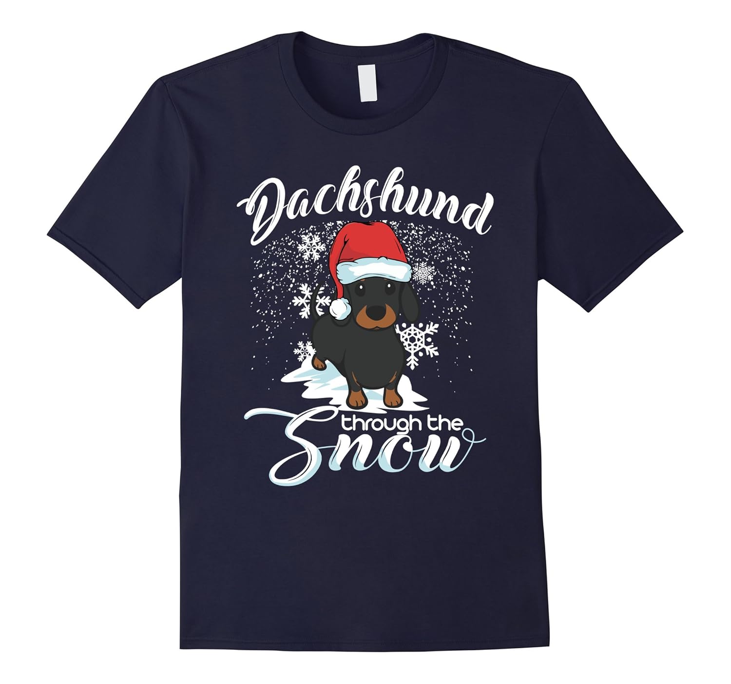 Daschund Through the Snow Dog Lovers Festive T-Shirt-ANZ