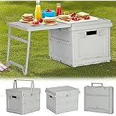 3-in-1 Folding Picnic Basket for 4 Set with Mini Picnic Table & Large Insulated Storage Organizer Portable Folding Design for Outdoor Travel Party BBQ Beach Camping Holidays Supplies