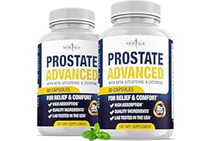 NEW AGE Prostate Advanced Prostate Supplement for Men – Reduce Bathroom Trips, Promote Sleep, Support Health & Bladder Emptying - Made with Lycopene, Beta Sitosterol - 120 Count